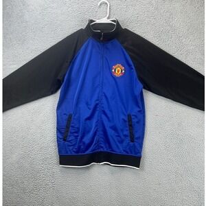 Manchester‎ United Track Jacket Adult Medium Blue Black Colorblock Full Zip Mens